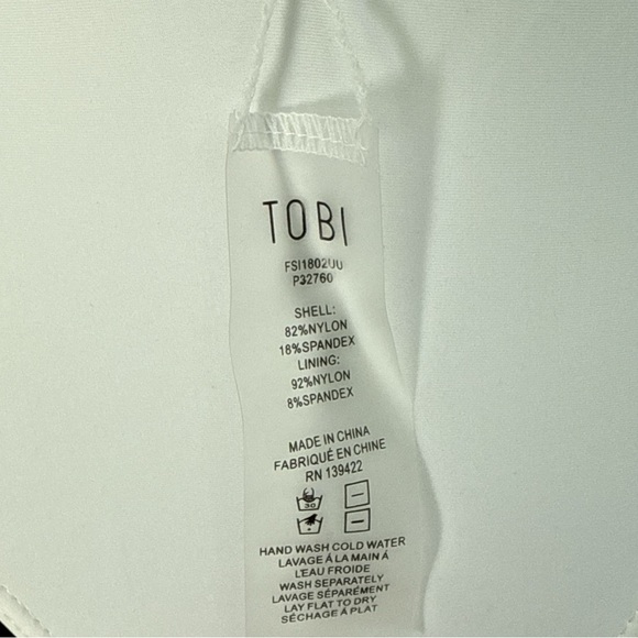 Tobi White Embroidered Floral One Piece Swimsuit XS Deep V Plunge, Lace-Up Sides - Picture 7 of 16